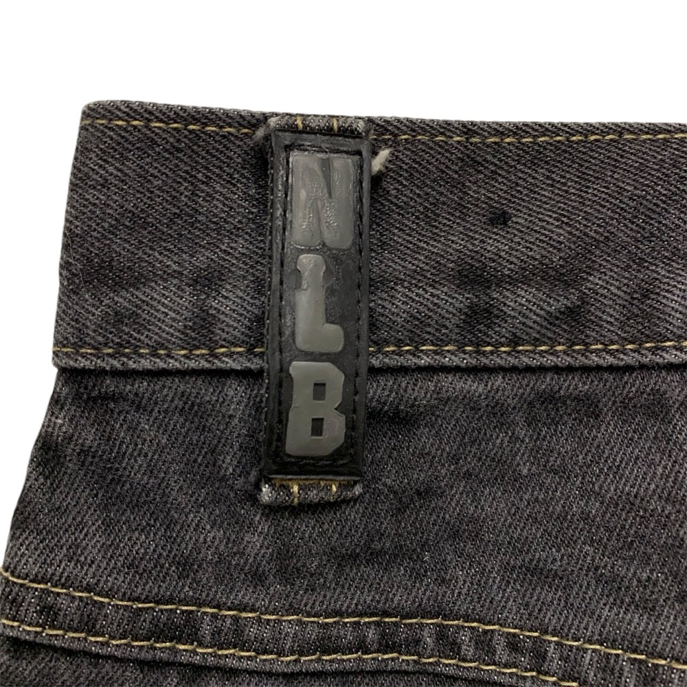 Negro‎ League Baggy Fit Baseball Jeans 44 x 34 Embroidered Patches Black Grey * - Picture 11 of 14